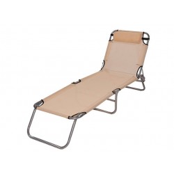 Garden & Beach Furniture Aluminum Sun lounger Folding with Textiline 2x1 Creamy Color 187x56x (H) 30cm      |kipogeorgiki.gr       