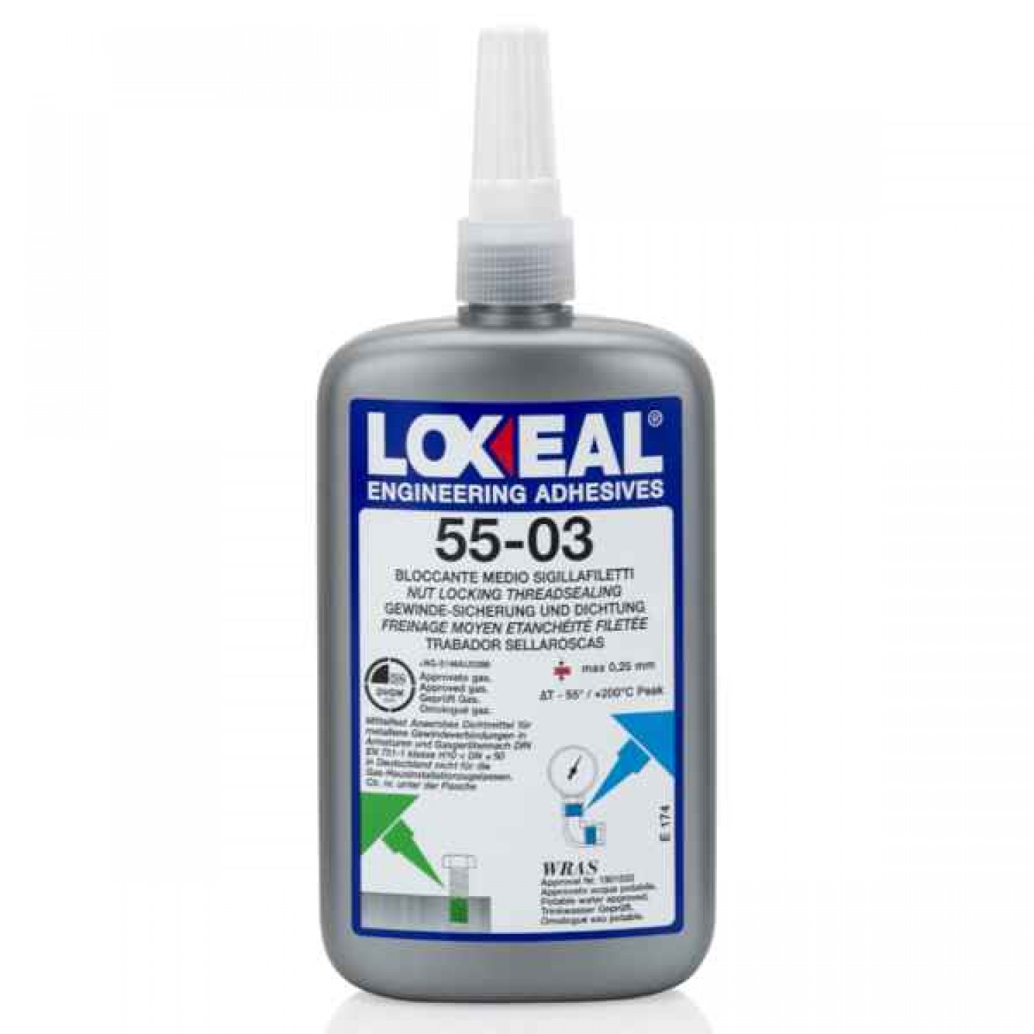 Κόλλα Σύσφιξης Υψηλών Θερμοκρασιών 50ml 55-03 Μπλε LOXEAL - Κόλλες Σπειρωμάτων για Μέτρια Σύσφιξη