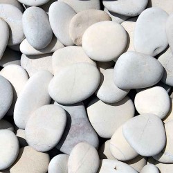Βότσαλο Πλακέ Λευκό (5-7mm)-(7-9mm)-(2-3cm)-(3-5cm)-(4-6cm) 20kg Σάκος (Bag) - Επεξεργασμένα & Φυσικά Επίπεδα Βότσαλα-Κροκάλες