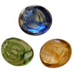 Pebble Glass Green, Blue, Yellow 1pc (4-5cm) - Glass Pebbles