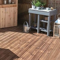Double-Sided Pine Decking 2.5x13.5x400cm Impregnated Wood - Natural Materials for Decks