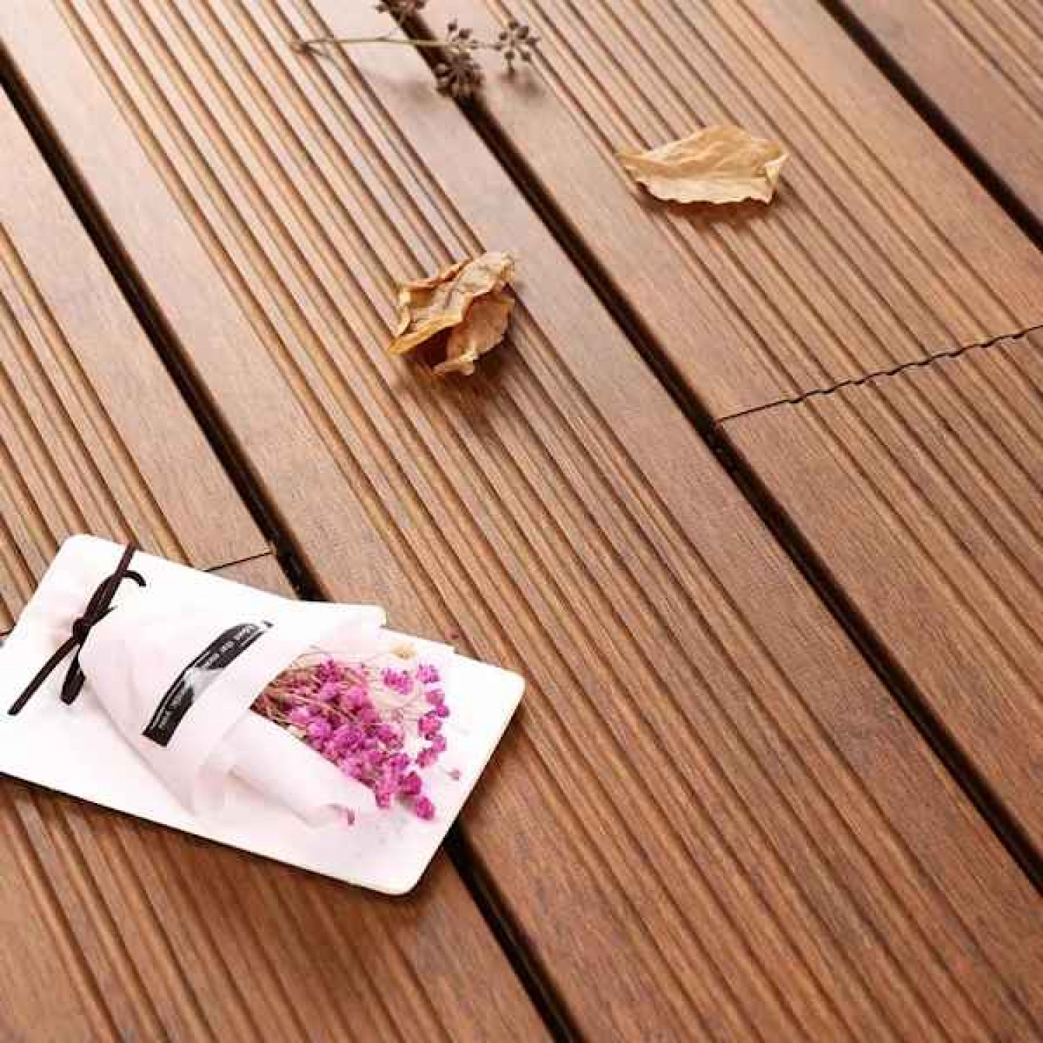 Outdoor Brown Bamboo Decking 2x14x185cm Carbonized-REBO - Natural Materials for Decks
