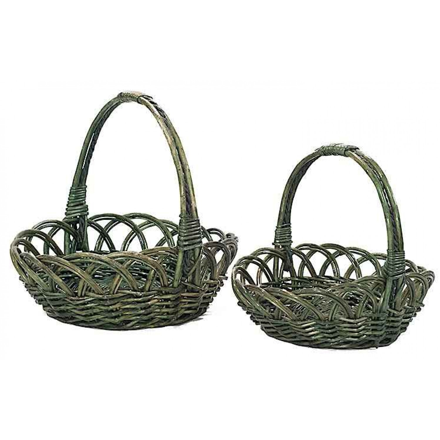 Green Raffle Baskets Set 2pcs 44x34x(Y)14/34cm | kipogeorgiki.gr