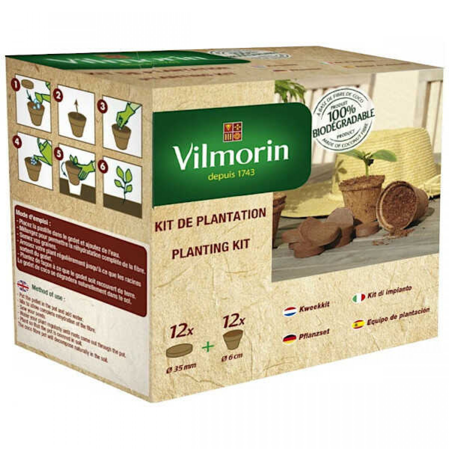 Cups & Coconut Pastilles Set 12+12 VILMORIN | Planting Coir Tablets & Pots Cups & Coconut Pastilles Set 12+12 VILMORIN Planting Media