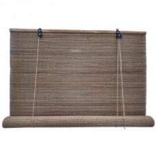 Bamboo Roller Blind Caramel with Brown Stripe & Roll-Up 120x220cm - Roller Blinds