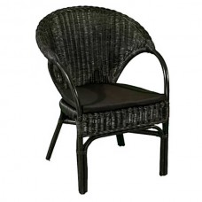 Outdoor Bamboo Chair BISTROT Black 60x60x83cm & Seat Cushion