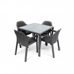 Τετράγωνα Ανθρακί Τραπέζια 90x90x(Υ)75cm Γυάλινης Επιφάνειας