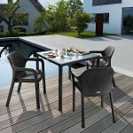 Τετράγωνα Ανθρακί Τραπέζια 90x90x(Υ)75cm Γυάλινης Επιφάνειας