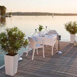 Τετράγωνα Λευκά Τραπέζια 90x90x(Υ)75cm Γυάλινης Επιφάνειας