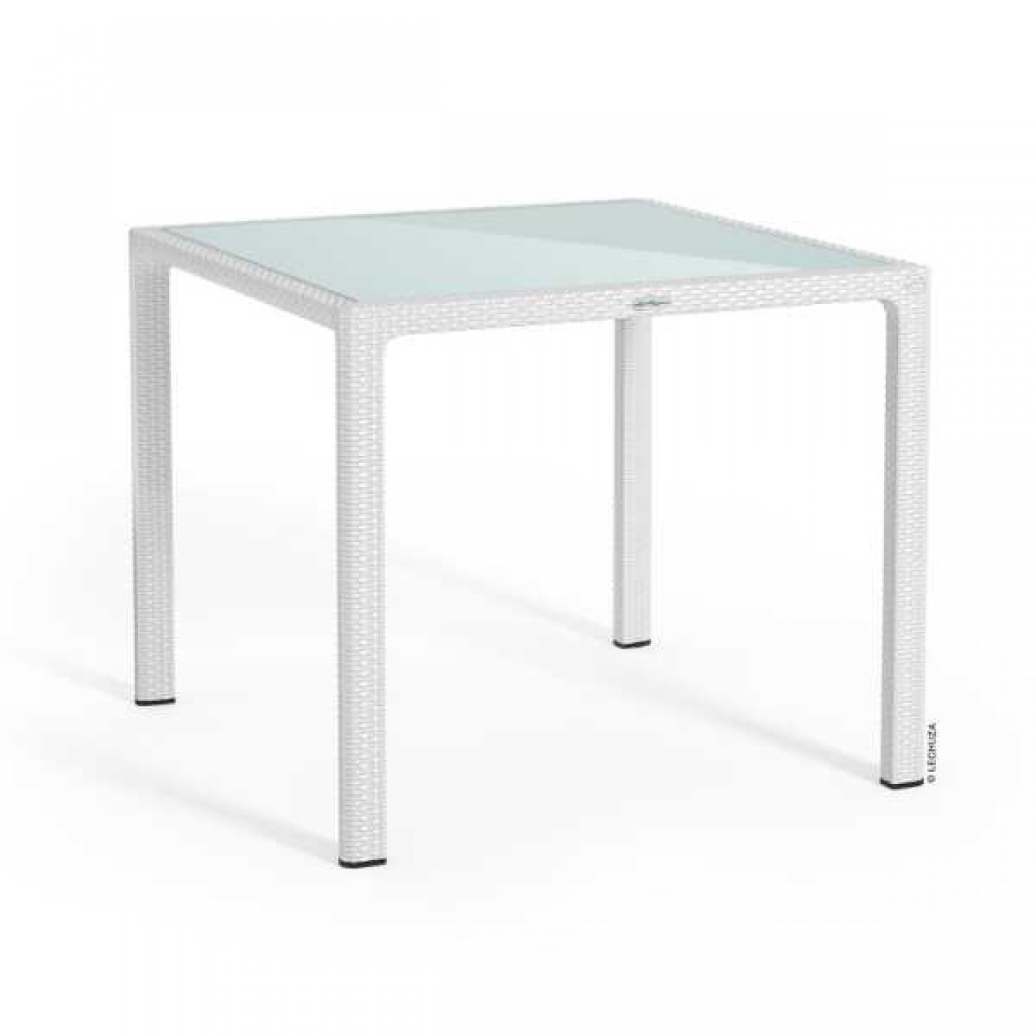 Τετράγωνα Λευκά Τραπέζια 90x90x(Υ)75cm Γυάλινης Επιφάνειας