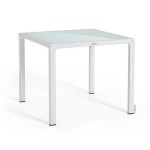 Τετράγωνα Λευκά Τραπέζια 90x90x(Υ)75cm Γυάλινης Επιφάνειας