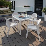 Τετράγωνα Λευκά Τραπέζια 90x90x(Υ)75cm Γυάλινης Επιφάνειας