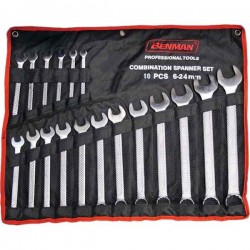 Ring and Open End Spanner Set of 18 pcs Benman 70144 - Spanners Sets
