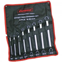 Double Ring End Spanner Set of 8 pcs Benman 70186 Double Ring End Spanner Set of 8 pcs Benman 70186 - Offset Ring Spanners Sets