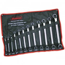 Double Ring End Spanner Set of 12 pcs Benman 70187 Double Ring End Spanner Set of 12 pcs Benman 70187 - Offset Ring Spanners Sets