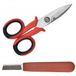 Electrician Scissors & Knife Set In Leather Case Bor Sheng 26446 - Scissors for Electricians
