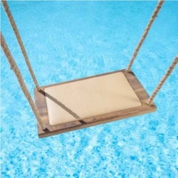 Ξύλινη Κούνια Smoked Cherry με Δερμάτινο Κάθισμα 48x28x3,5cm - Ξύλινες Κούνιες Κήπων, Πισίνας, Παραλίας