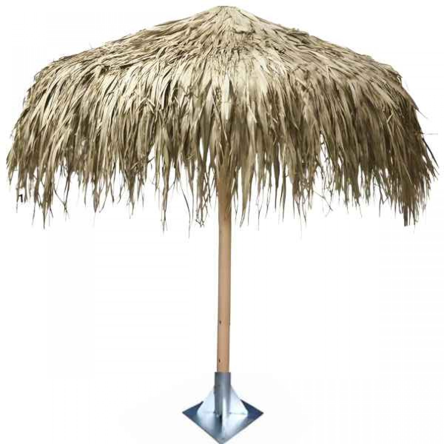 Beach Umbrella MAJORCA with Sewn Palm Leaf Cover D250cm-Ø8x300cm Pole - Beach & Garden Umbrellas
