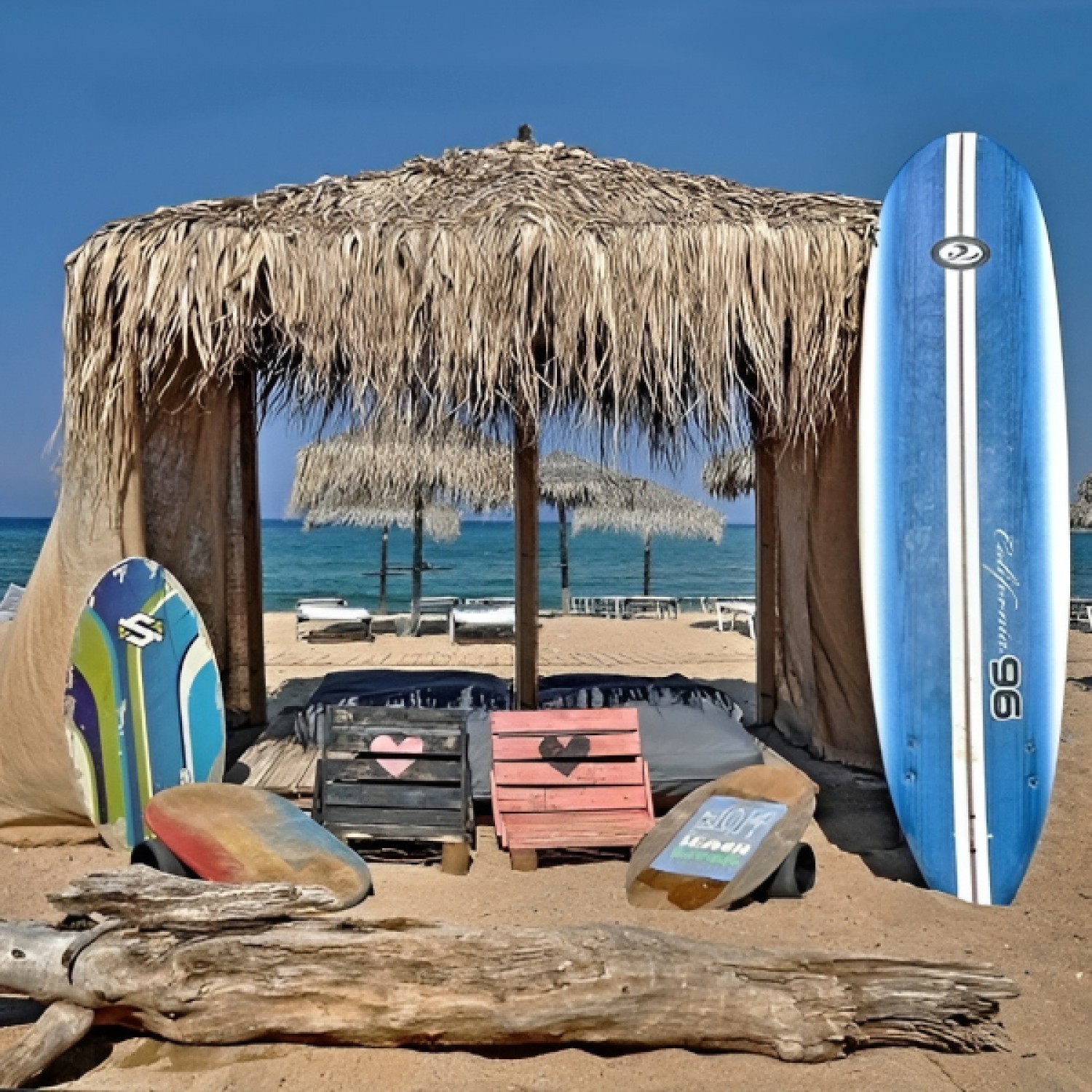 Beach Umbrella Palm Leaf MAJORCA Square 240x240cm-Ø10x300cm Pole - Beach & Garden Umbrellas