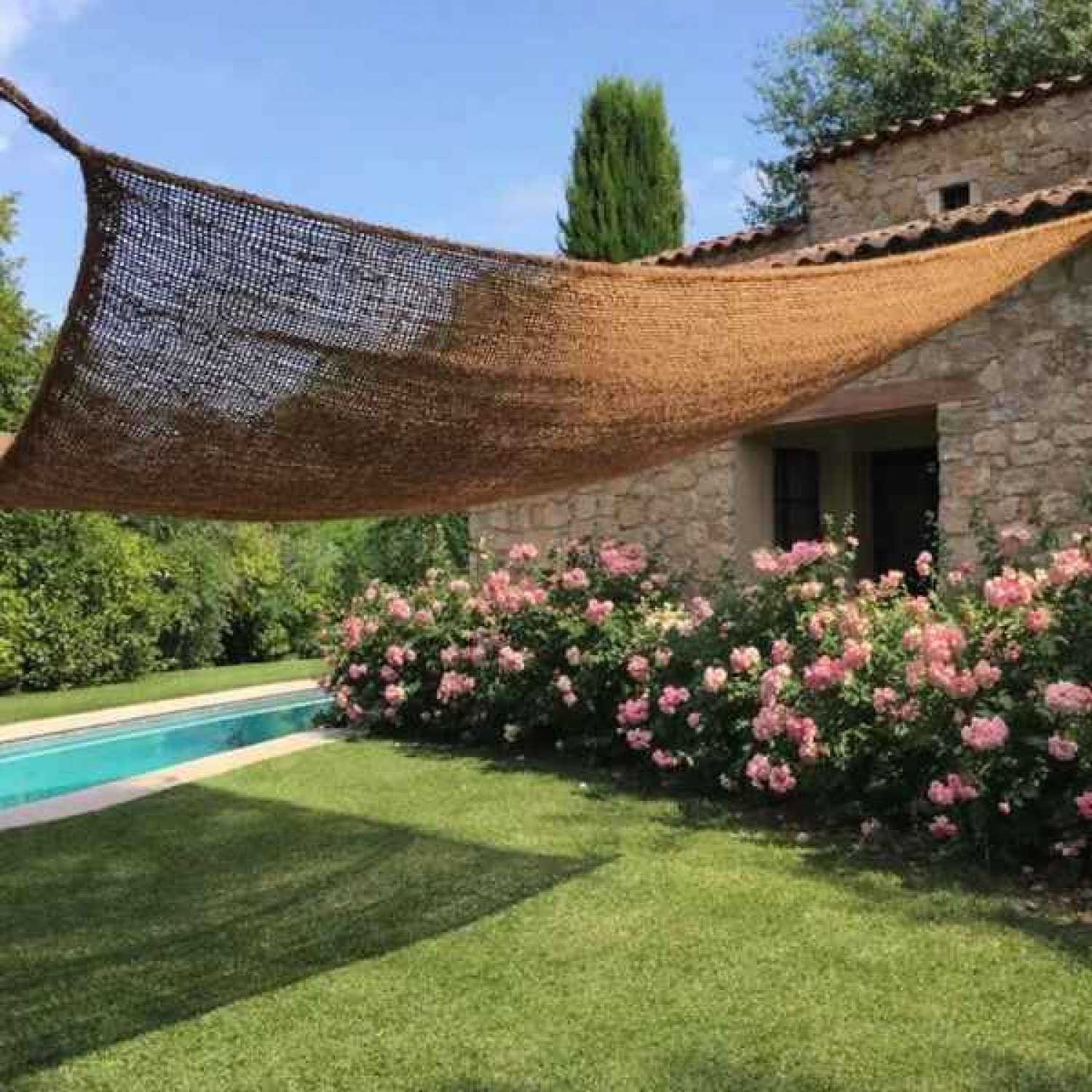Square Coconut Fiber Shade Sail M1 Premium (3x3m) - Sails Made by 100% Natural Coconut Fibers