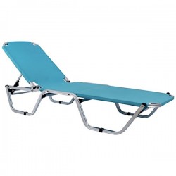 Sun Lounger Stackable Textilene 2x1 Blue 191x60x(H)30/81cm