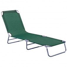 Metallic Sun Lounger Folding Green Canvas 54,5x198x(H)24cm