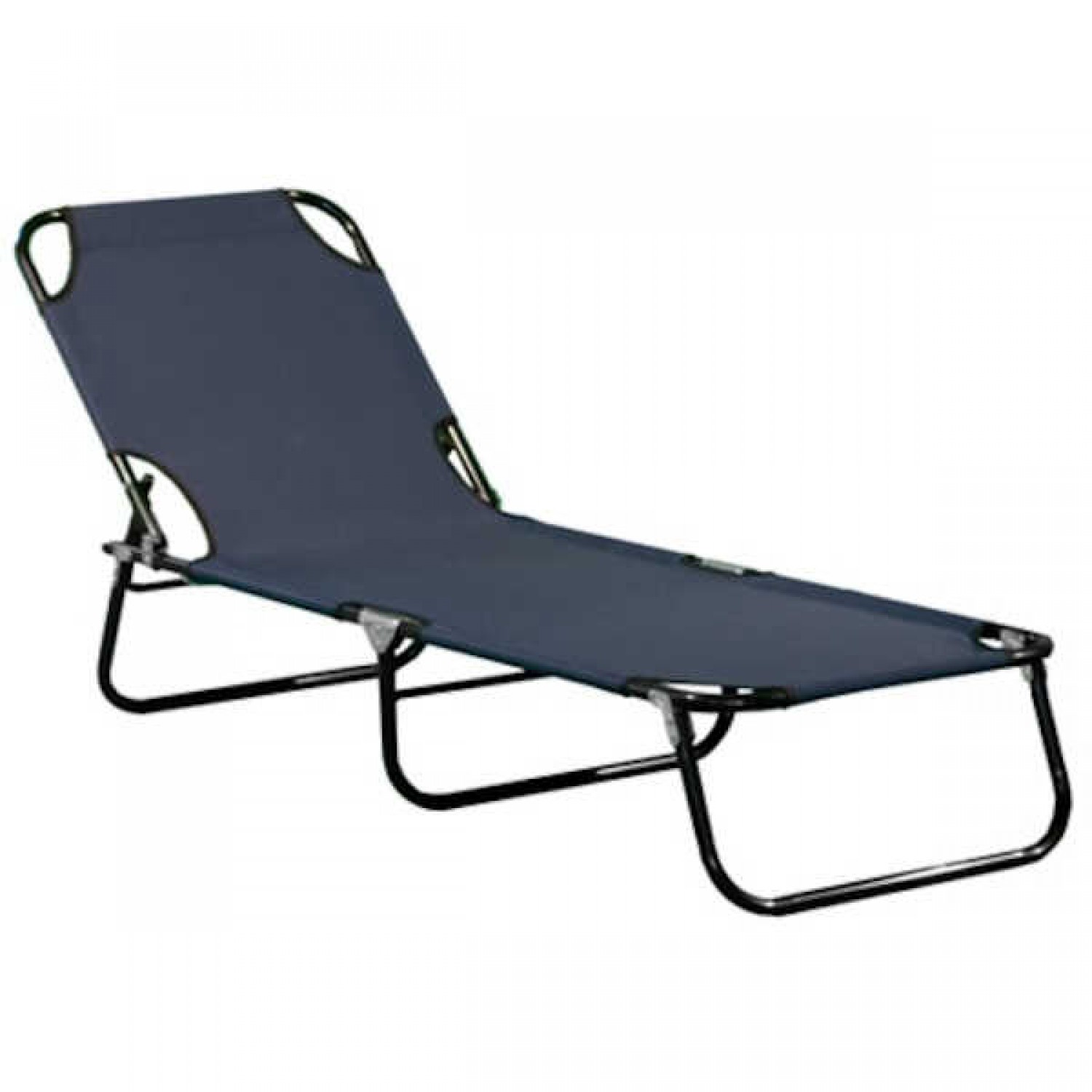 Metallic Sun Lounger Folding Blue Canvas 55x185(H)27cm
