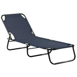 Metallic Sun Lounger Folding Blue Canvas 55x185(H)27cm