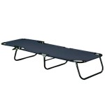 Metallic Sun Lounger Folding Blue Canvas 55x185(H)27cm