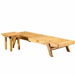 Sun Lounger Wooden 200x61x(H)33/100cm Board 18mm Heavy-Duty