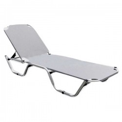 Sun Lounger Stackable Textilene 2x1 Grey 191x60x(H)30/81cm