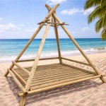 Ξύλινη Σκηνή Παραλίας με Κρεβάτι 300x300cm Εμποτισμένη - Ξύλινες Σκηνές-Κρεβάτια