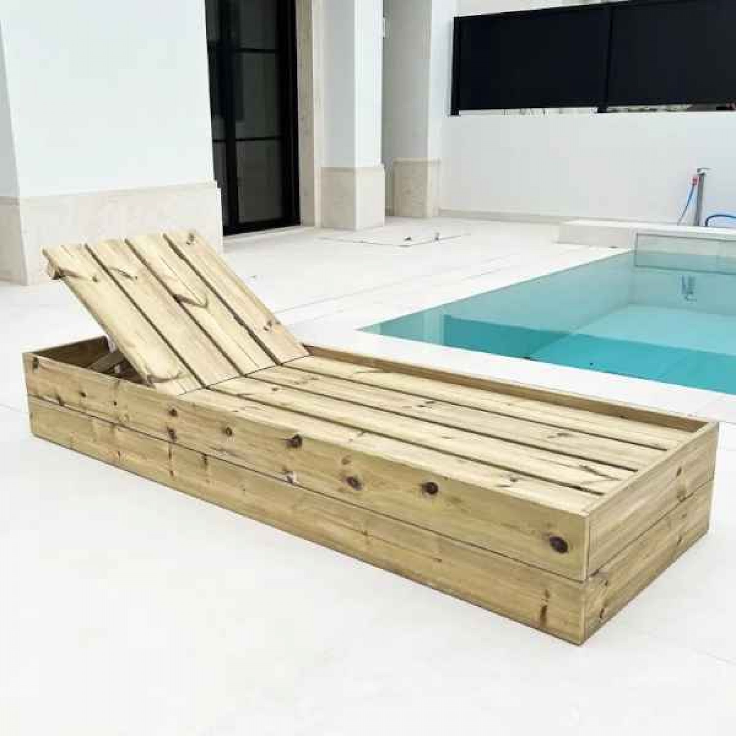 Wooden Professional Beach Lounger 205x69.5x29cm Solid Wood - Wooden Sun Loungers