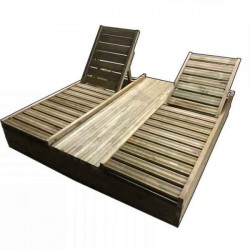 Ξύλινο Διπλό Κρεβάτι Παραλίας TWIN Βαρέος Τύπου 188x188x32cm - Εμποτισμένα Ξύλινα Κρεβάτια