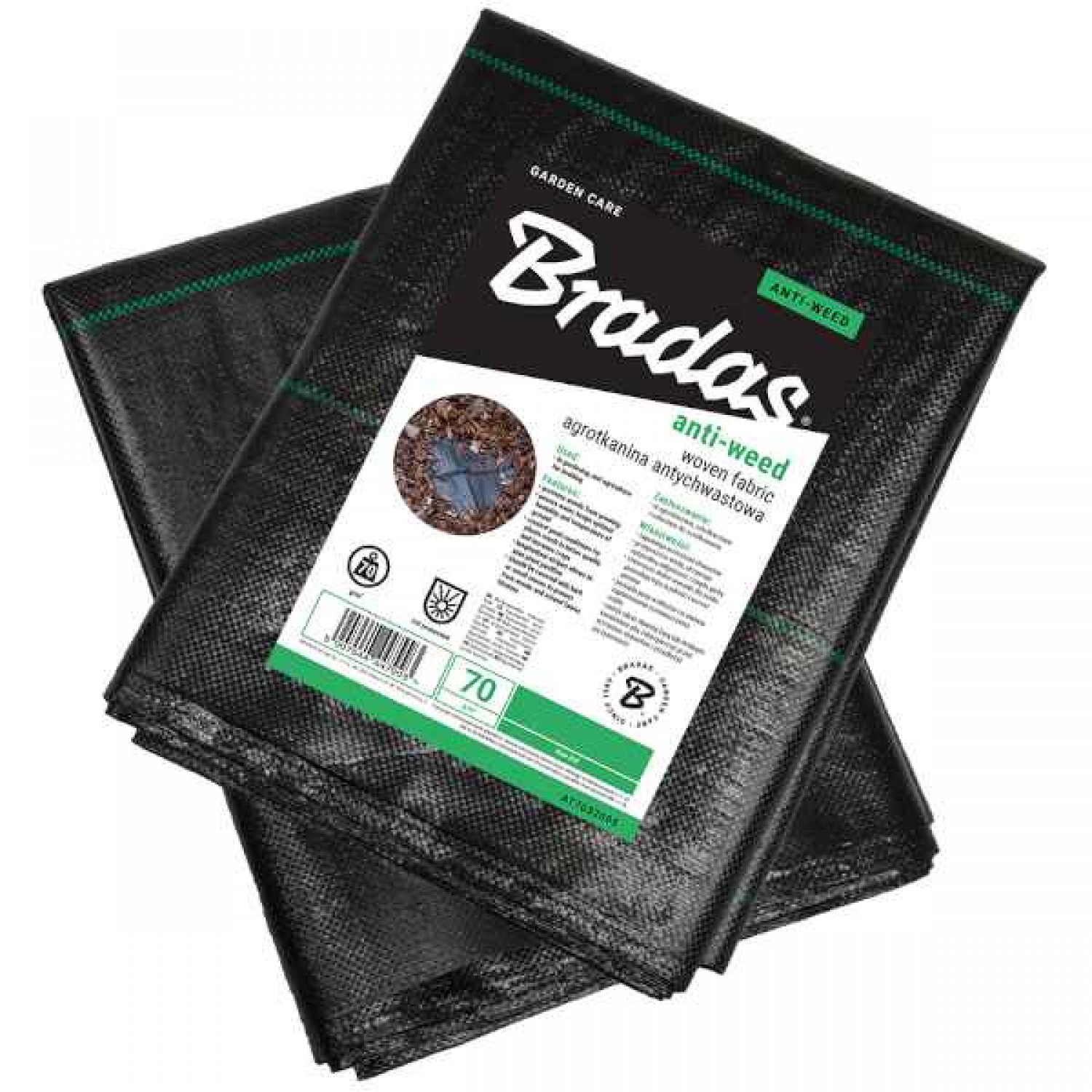 BRADAS Woven Anti-Weed PP Black UV 70gr/m² 1.6x5m - Ground Cover Textile