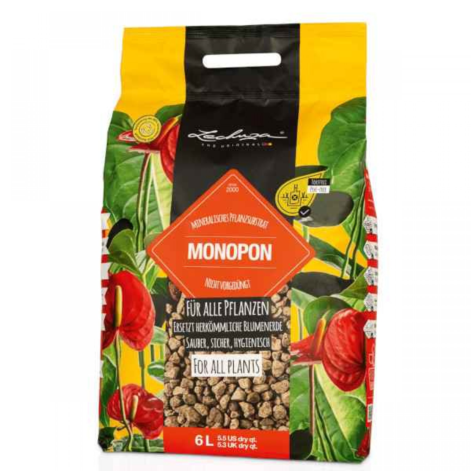 LECHUZA Μοnοpon Washed Pumice Substrate For All Plants - Indoor & Outdoor Plants Substrates LECHUZA  Μοnοpon Washed Pumice Substrate For All Plants