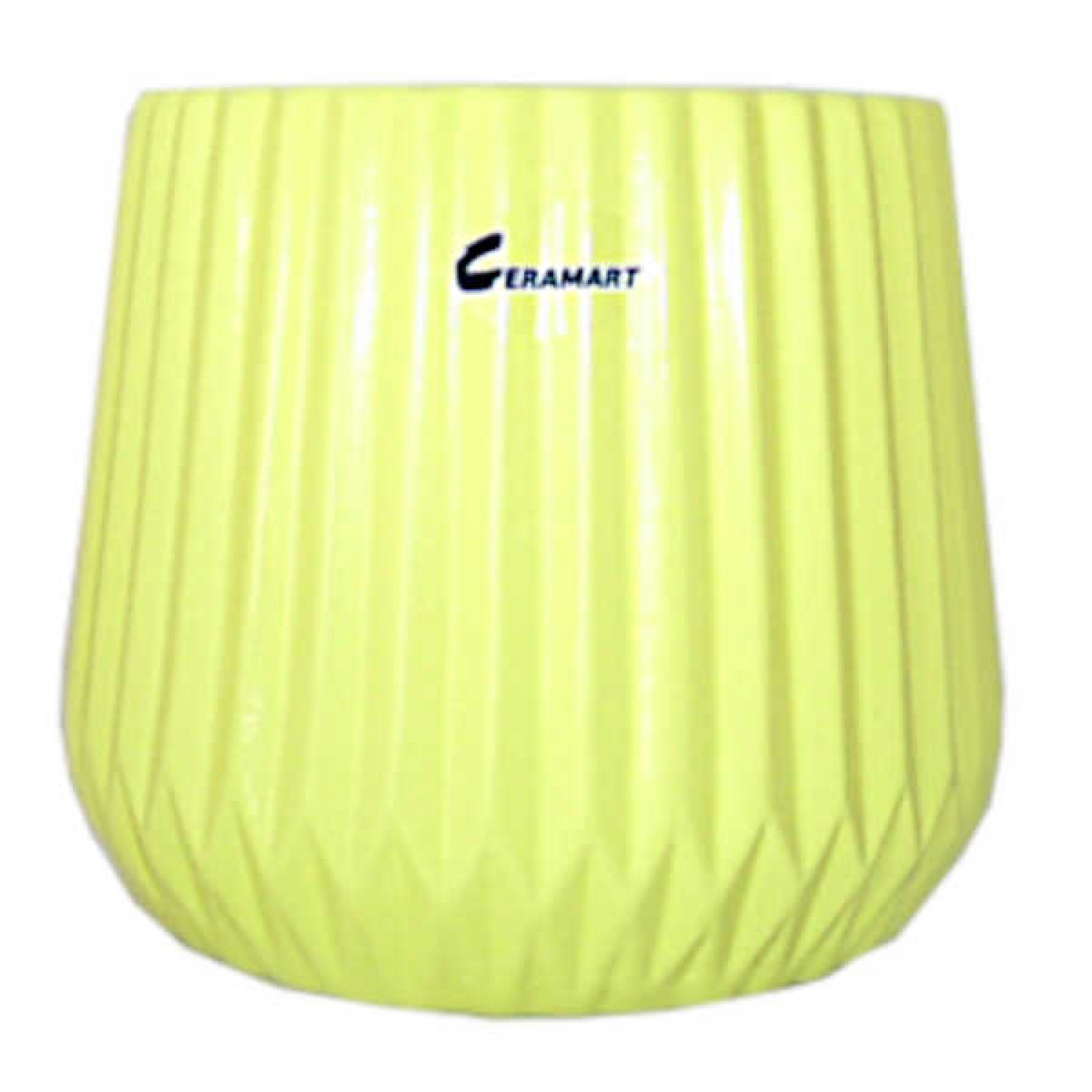 Clay Plant Pot-Cachepot Vertical RIGA Yellow-23 Ø15x(H)13cm