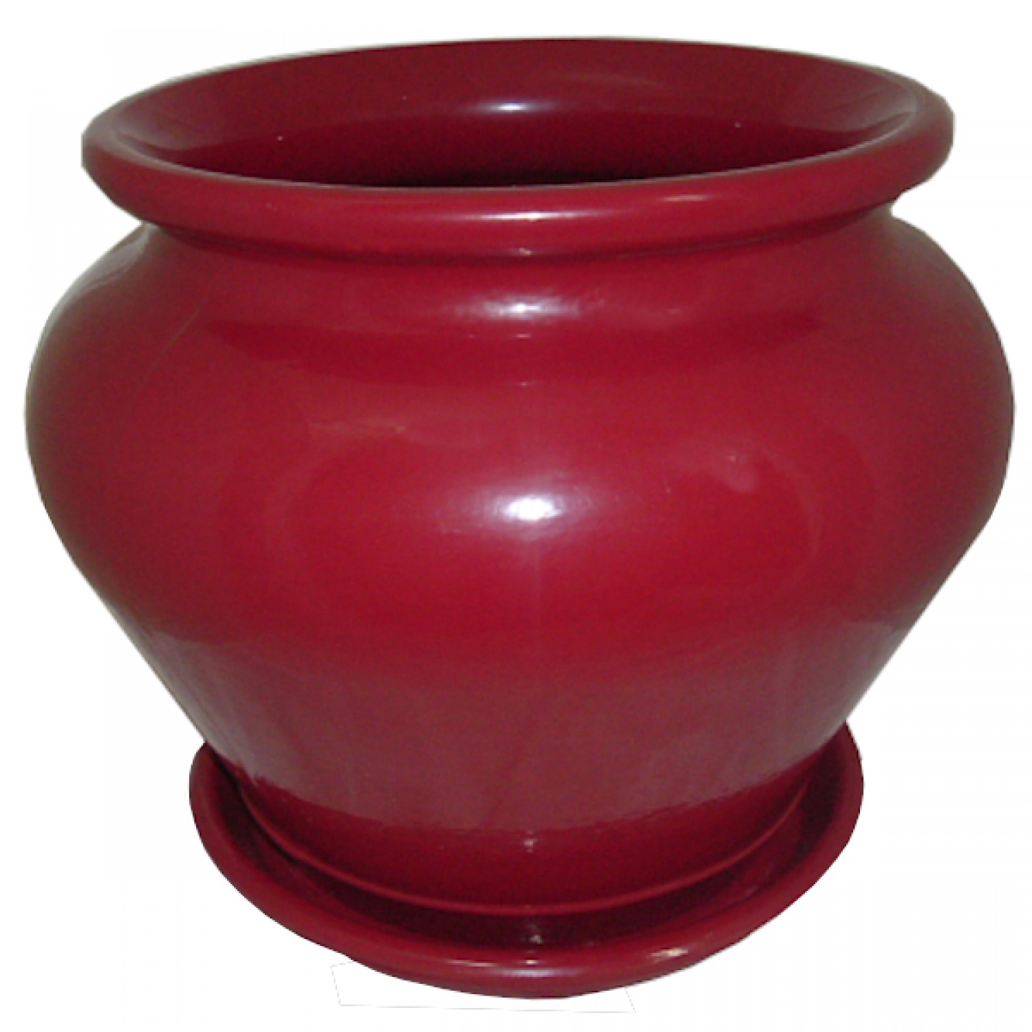 Πήλινη Γλάστρα ΖΑΡΑ Μπορντό Ø30x(Υ)25cm ΣΕΤ & Πιάτο