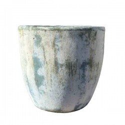 Clay Glazed Pot White-Light Blue D29x26cm by CERAMART Ceramic Glazed Pot White-Light Blue D29x26cm by CERAMART - Round Glazed Clay Pots