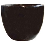 Γυαλωμένη Πήλινη Γλάστρα Μαύρη Δ38x31cm CERAMART - Στρογγυλές Πήλινες Γυαλωμένες Γλάστρες