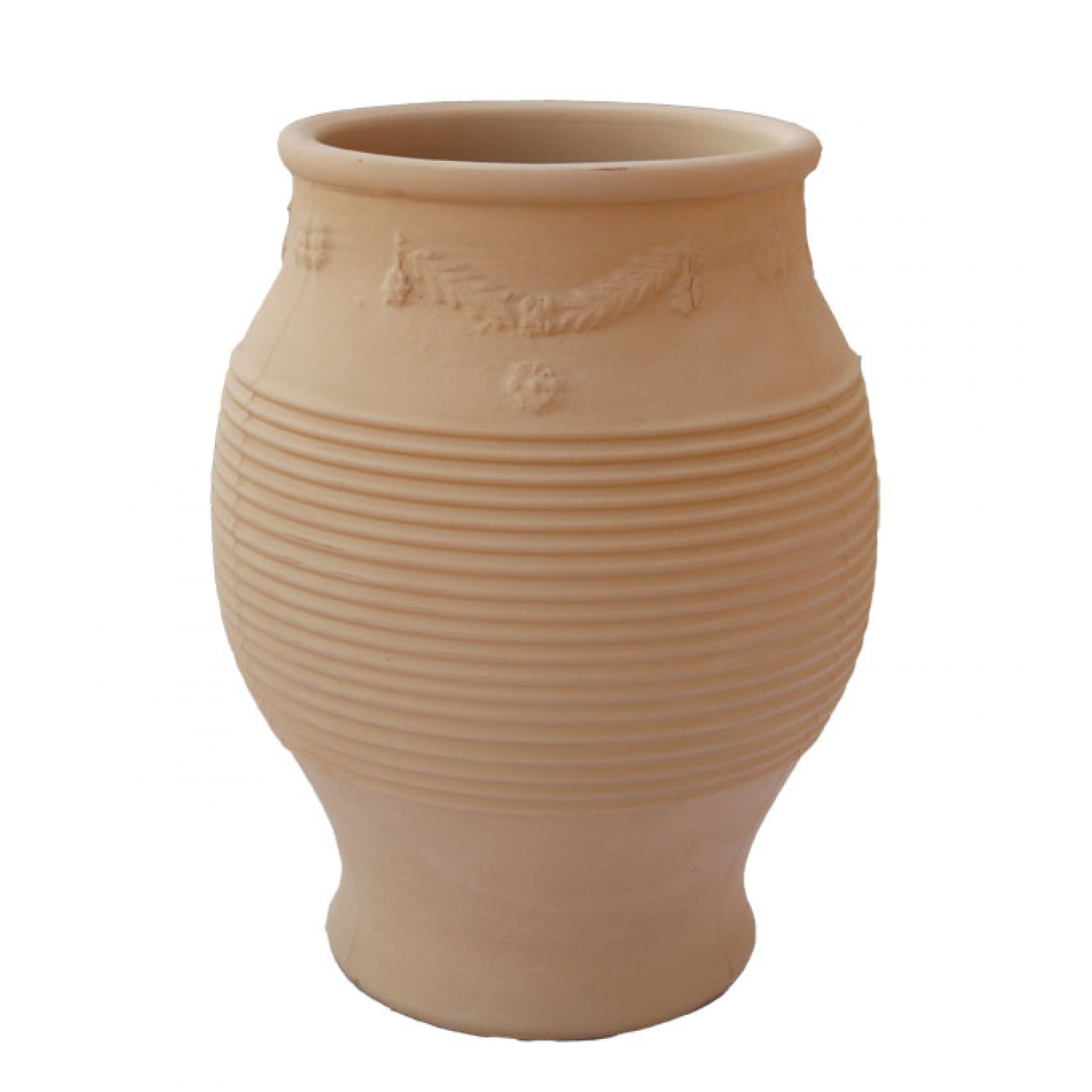 Πήλινη Στρογγυλή Γλάστρα ΠΥΘΑΡΙ ΜΠΕΖ Ø30 x (Υ)40cm Ceramart