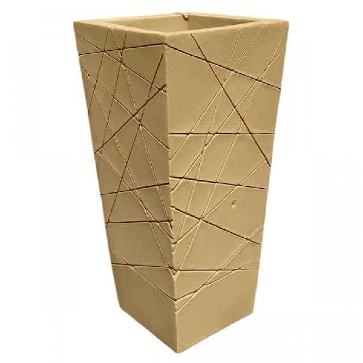 Γλάστρα Μπεζ 33x33x65cm Πλαστική PROSSIMO 100 Kenzi - Τετράγωνες Πλαστικές Γλάστρες
