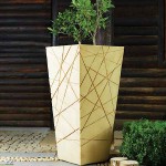 Γλάστρα Μπεζ 33x33x65cm Πλαστική PROSSIMO 100 Kenzi - Τετράγωνες Πλαστικές Γλάστρες