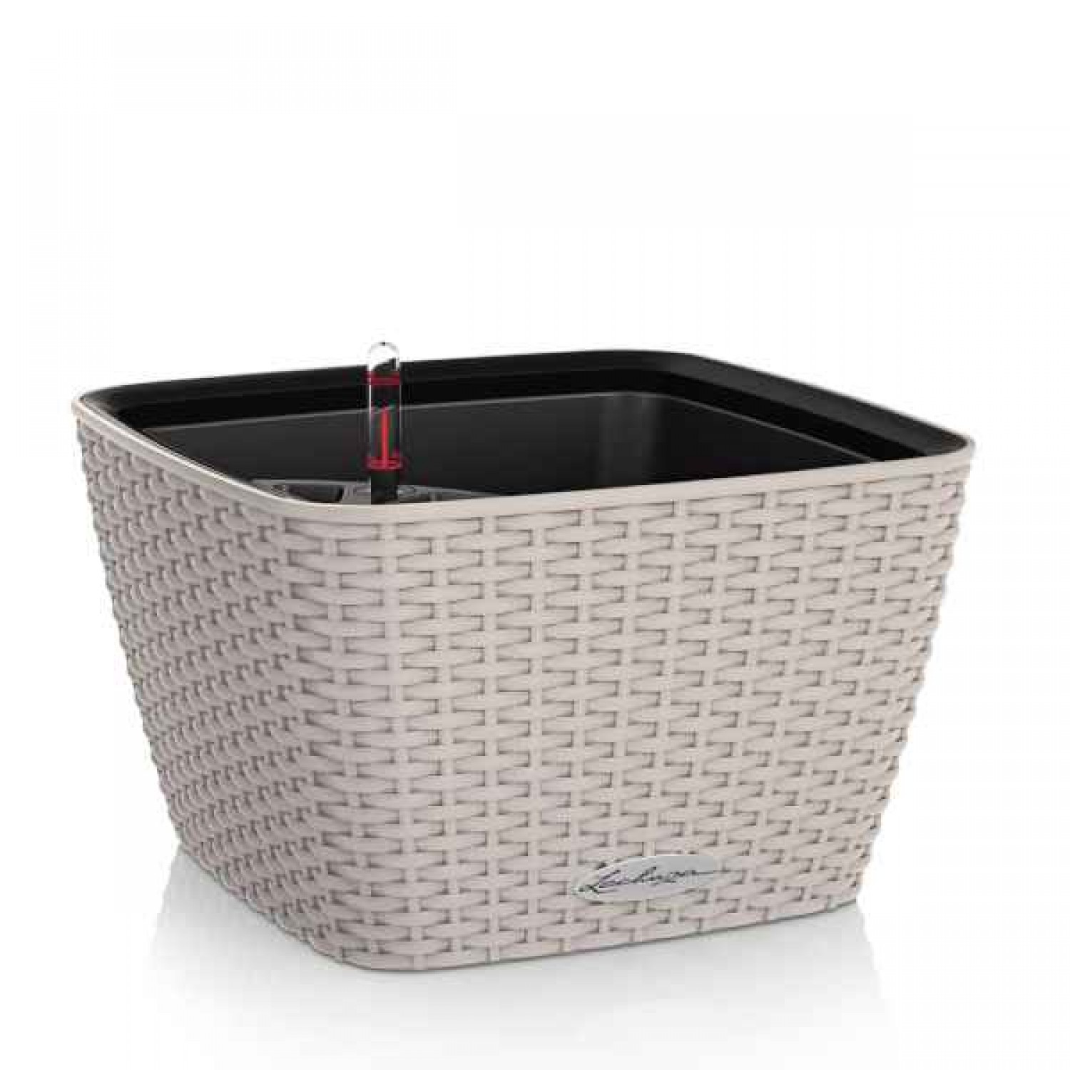 BACINO Cottage 30 Sand Brown 30x30x(H)18cm Self-Watering Planter-Cachepot LECHUZA Complete - Automatic Watering Square Planters