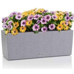 BALCONERA Stone 40 Grey Self-Watering Planter 40x19x19cm LECHUZA - Rectangular Planters & Planter Boxes