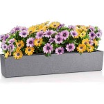 BALCONERA Stone 100 Grey Self-Watering Planter 100x19x19cm LECHUZA - Rectangular Planters & Planter Boxes