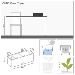 CUBE Color Triple White 40x14x14cm Self-Watering Planter with Brackets LECHUZA - Urban Gardening & Automatic Watering Planters