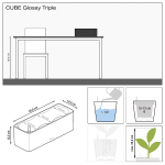 CUBE Glossy Triple White 40x14x14cm Self-Watering Planter-Cachepot LECHUZA - Urban Gardening & Automatic Watering Planters