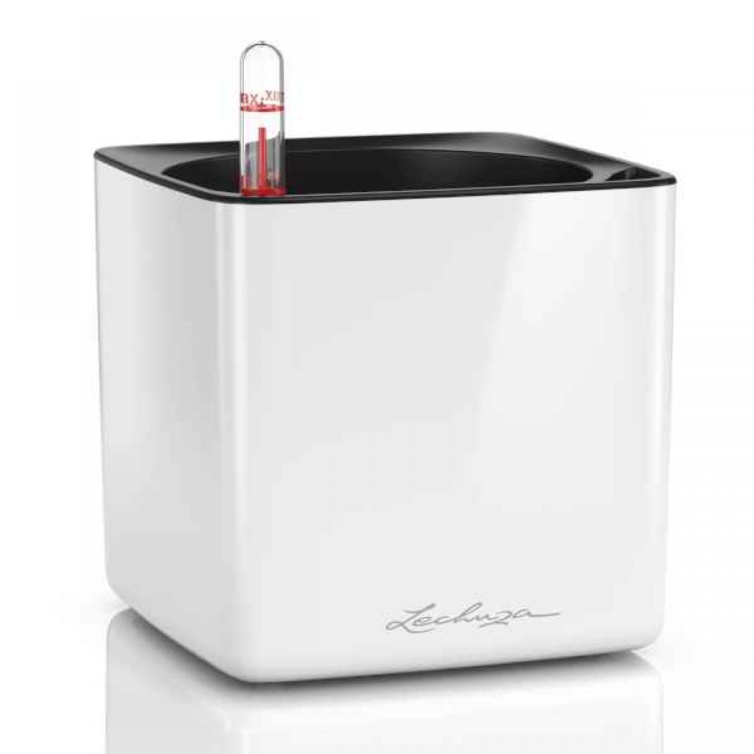 CUBE Glossy 14 Λευκή 14x14x14cm LECHUZA Αυτοποτιζόμενη Τετράγωνη Γλάστρα - Αυτοποτιζόμενες Τετράγωνες Γλάστρες 