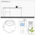CUBE Glossy 14 Charcoal 14x14x14cm LECHUZA Self-Watering Planter - Automatic Watering Planters